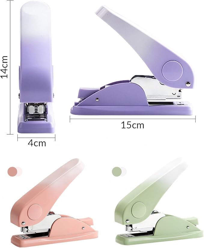 Effort-Saving Lever Teacher Stapler with 1000 Staples, 24/6 and 26/6 Stapler for desks, Offices, and classrooms（Pink）