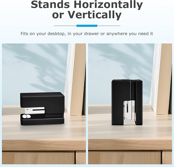 Mini Stapler - Small Cute Desk Staplers - 25 Sheet Capacity with 830 Staples and Staple Remover, Desktop Stapler for Office, School, Home, Black