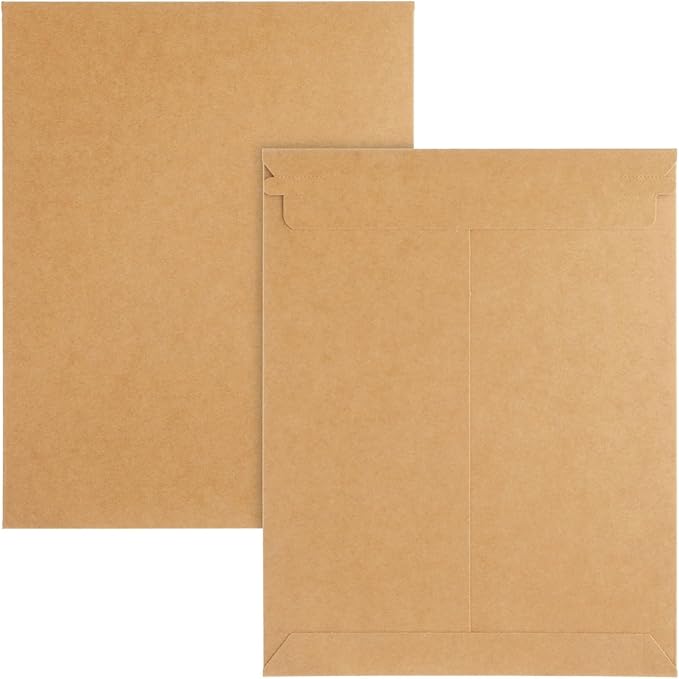 Juvale Stay Flat Mailers - 9 x 11.5 in, Brown, 100-Pack - Thick Document Mailers & Cardboard Envelopes - Peel & Seal Mailing Envelopes for Photos & Magazines