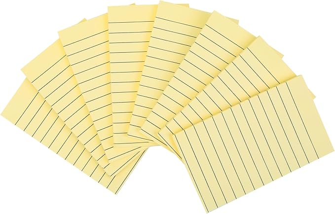 Lined Sticky Notes 3x5 Inch, 8 Sticky Note Pads (400 Sheets),Post Stickies Yellow Large Sticky Notes, Easy-Peel Adhesive, for Reminders, Lists, Planning, Office, School, and Home Organization