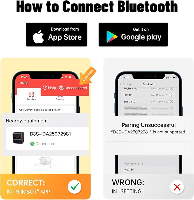 NIIMBOT Label Maker Machine, B3S Thermal Label Maker, Upgrade 3Inch Thermal Label Printer, Portable Label Maker with 1Pack 70x40mm Label, Bluetooth Label Makers for Clothing, Barcode & Small Business