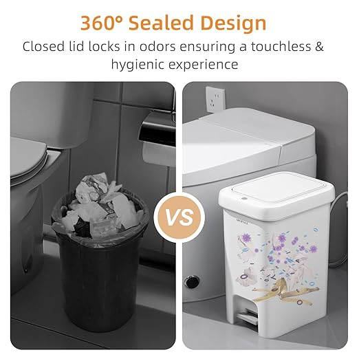 MOPALL Slim Bathroom Trash Can with Lid Soft Close, 21.5L/5.7Gal Bathroom Garbage Can with Press Top Lid & Foot Pedal, Step Trash Bin Wastebasket Waste Bin for Home, Kitchen, Garage, Apartment, Office