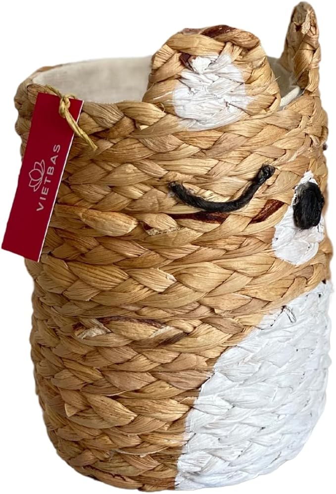 Decorative pen holder for home office desk organizer, round baskets for décor, wooden pencil holder, small makeup brush holder (4)