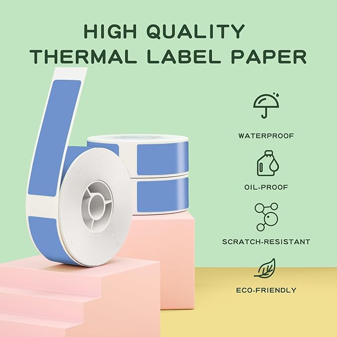 NIIMBOT D11 Label Maker Tape 3 Rolls Adhesive Blue Label Paper 0.47" X 1.57" (12 X 40mm) 160 Labels/Roll, Compatible for NIIMBOT D11 D110 Label Printer, Blue, 3-Roll