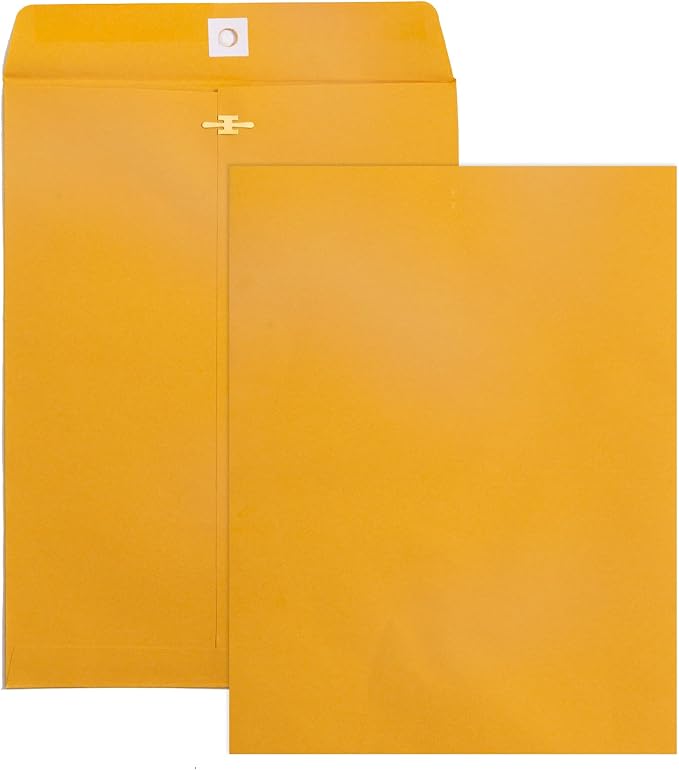 Clasp Envelopes 9x12, 100 GSM Paper, 100 Pack Goefun Brown Kraft Manilla Envelopes with Clasp Closure and Gummed Seal for Business, Legal, Office, Home and School