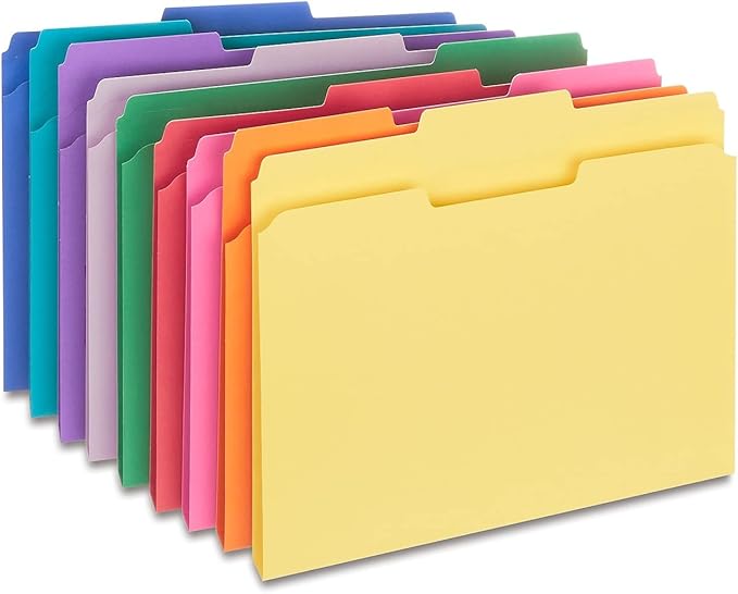 Staples 576937 Colored File Folders w/Reinforced Tabs Letter 3Tab Assortment A 250/BX