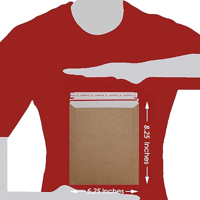 25 Pack Brown Kraft Rigid Mailers, 6.25 x 8.25 inches Self Seal Photo Document Mailers Premium Cardboard Keep Flat Envelopes for Photos, Pictures, Papers, Files, CD