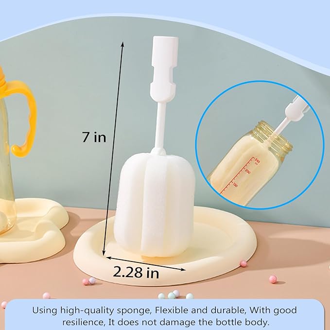 4 PCS Sponge Bottle Brushes Replacement Head Soft Sponge Brush Heads Environmental Protection Cup Cleaner Brush Refill Heads Without Handle (Brush Head 4PCS)