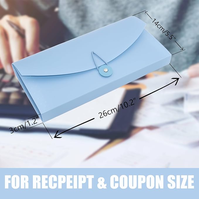Small Accordion File Organizer - 13 Pocket Expanding Folder for Receipts, Bills, and Envelopes - Money Saving Binder (Blue)