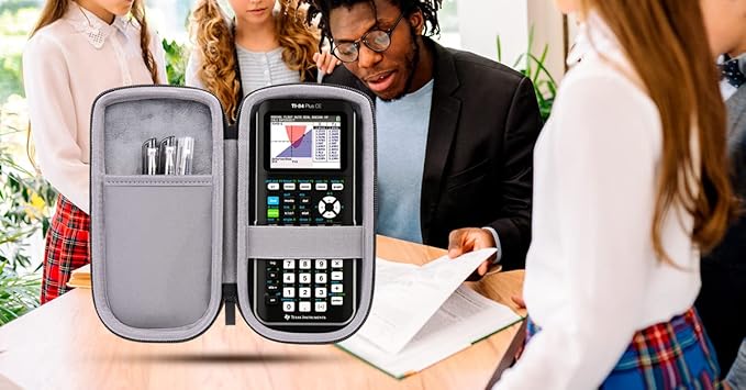 co2CREA Carrying Case for Texas Instruments TI-84 Plus CE Python Enhanced/TI-84/TI-Nspire CX II CAS/TI-Nspire CX II/TI-83 Plus/TI-89 Titanium/TI-85/TI-86 Color Graphing Calculator, Black Case + Logo