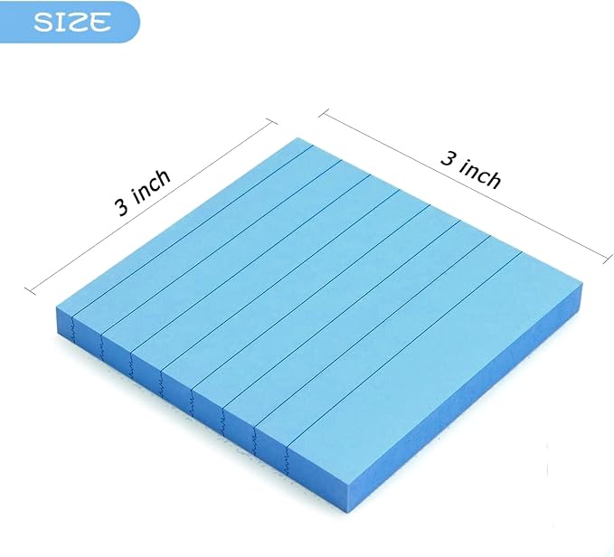 Early Buy 6 Bright Color Lined Sticky Notes Self-Stick Notes 3 in x 3 in, 100 Sheets/Pad, 6 Pads/Pack