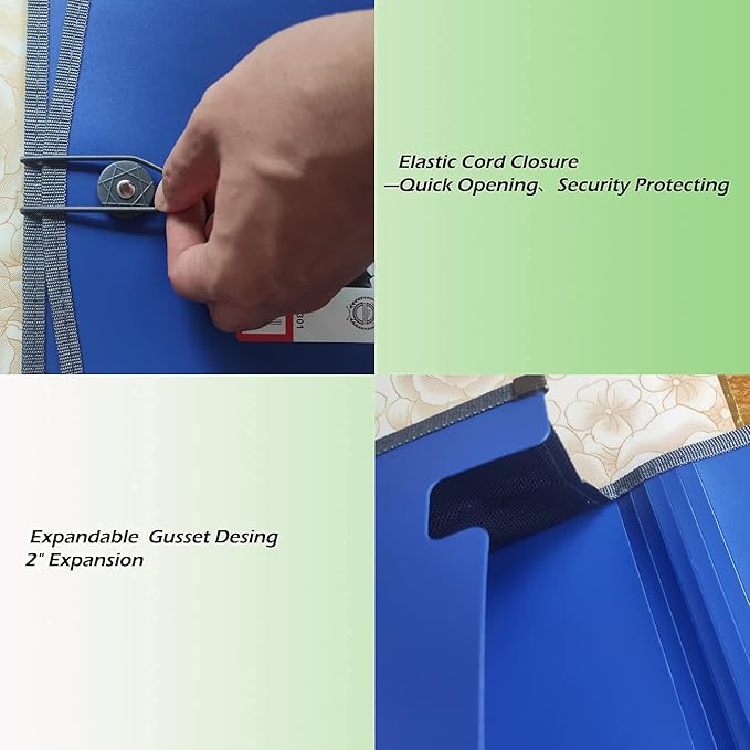 Premium Quality Plastic Expanding File Folder Document Organizer, 3.5" Expansion, A4 Letter Size for Home School Office Organization, 3 Pack (RED/Blue/Black)