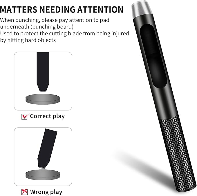 6PCS Leather Hole Punch Set (1.5mm-5mm) | Industrial Grade Stainless Steel Belt Hole Puncher for Leather Craft, Watch Bands, Gasket Belts | Hand-Polished Sharp Blades & Durable Design