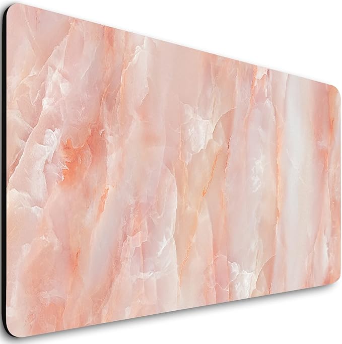 Extended Gaming Mouse Pad (31.5x11.8 in), Large Non-Slip Rubber Base Mousepad,Keyboard Mouse Mat Desk Pad for Work, Game, Office, Home -Pink Marble Rose Gold, Bo-M-019