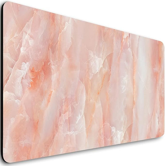 Extended Gaming Mouse Pad (31.5x11.8 in), Large Non-Slip Rubber Base Mousepad,Keyboard Mouse Mat Desk Pad for Work, Game, Office, Home -Pink Marble Rose Gold, Bo-M-019