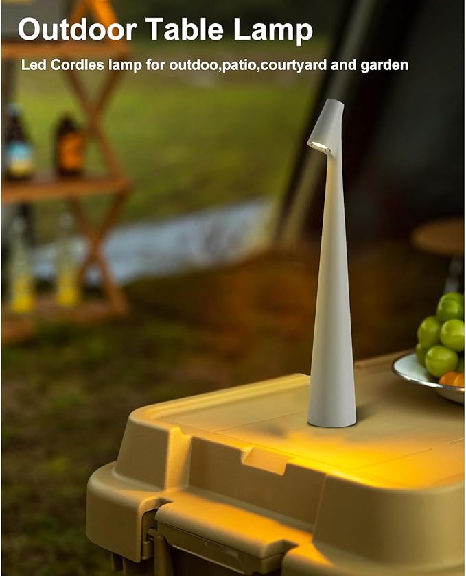 Cordless Small Table Lamps,3 Levels Brightness Portable Desk Lamp,Rechargeable Battery Lights for Outdoor, Restaurant, Bedside, Baby Night Light,Gifts (Grey)