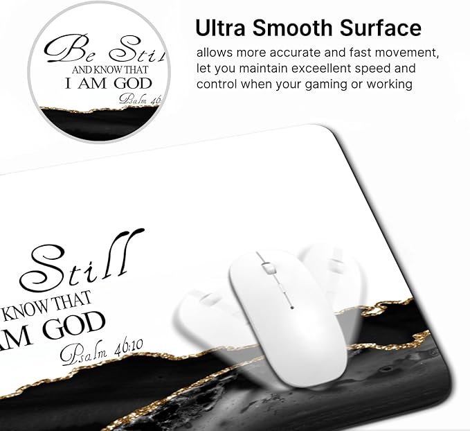 Inspiring Extended Gaming Mouse Pad (31.4x11.8 in), Large Non-Slip Rubber Base Mousepad,Keyboard Mouse Mat Desk Pad for Work, Game, Office, Home -Black White Gole Marble