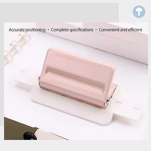 Pssopp Mushroom 4 Holes Puncher, Handheld DIY Punch Paper Cutter with Ruler 3 Sheets Punch Capacity for Discbound Notebooks Planners (Roseate)