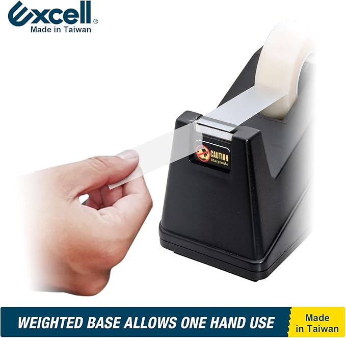 Excell Desk Tape Dispenser (1" core) with Non-Skid Base: Perfect for Office/School with Straight Tape cuts. Easy to use and Store with a Modern Design. Includes 3/4" Wide Tape Dispenser.