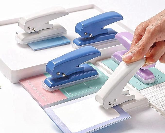 Heavy Duty Single Hole Punch, 40 Sheets Capacity Hole Puncher Single Small Hole Punch One Hole Puncher for Crafts Paper Cards Tags Scrapbook-1/4 inch Hole, Blue