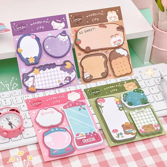 3 Pads Mini Reusable Small Sticky Note Pads Set 20 Sheets/pad, for Categorizing Notes Project Subject Priority Level