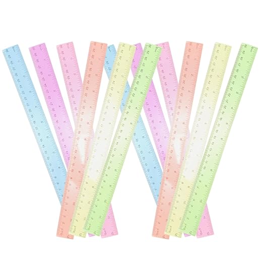 PRETYZOOM 12Pcs School Ruler with Centimeters and Inches - Flexible Plastic Rulers for Students Measuring Drawing Tools