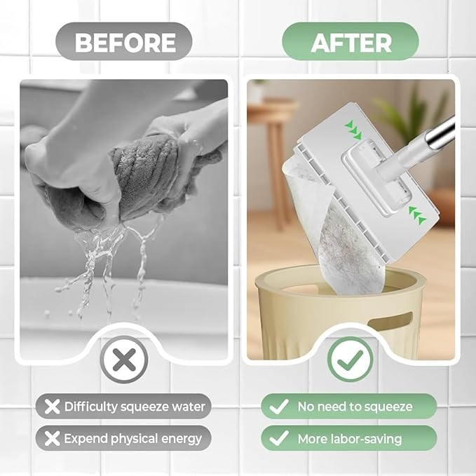Snap Grip Minimop, Convenient Cloth Changing Mini Mop, Retractable Gap Dust Cleaner Flat Mops with Locking Head & Sweeping Cloths, 100cm Long Handle Sweeper Stick for Multi Cleaning (1*Mop+5*Cloth)