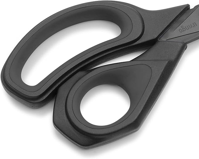 LIVINGO 8.5” Premium Heavy Duty Scissors, Forged Stainless Steel Titanium Coated Sharp Fabric Shears All Purpose for Sewing Tailor Dressmaking Crafting Cutting Leather Home Office Use, Black