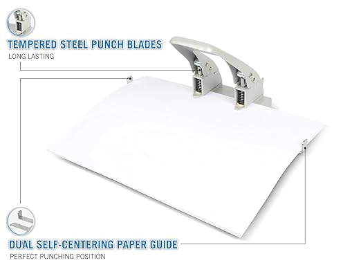 Carl CARL 62040 40-Sheet Capacity hc-240 Two-Hole Punch, 9/32 Dia. Holes, Silver, Metallic