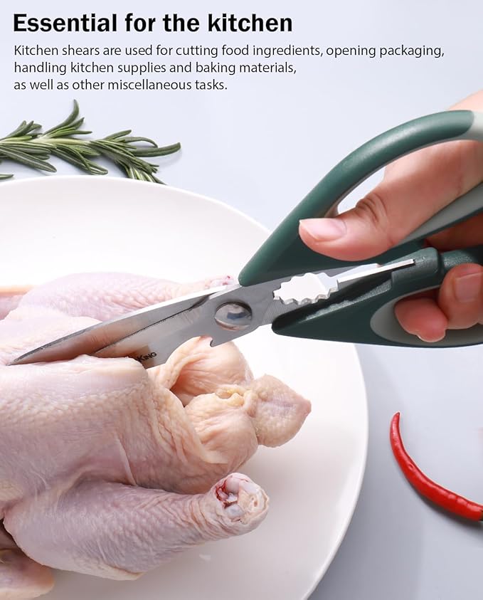 Kitchen Shears Scissors Food Scissors, 3-in-1 Multifunction Japanese Stainless Steel Meat Shears, Dishwasher Safe Sharp Shear All Purpose with Comfort Grip, Ideal for Everyday Use-Black