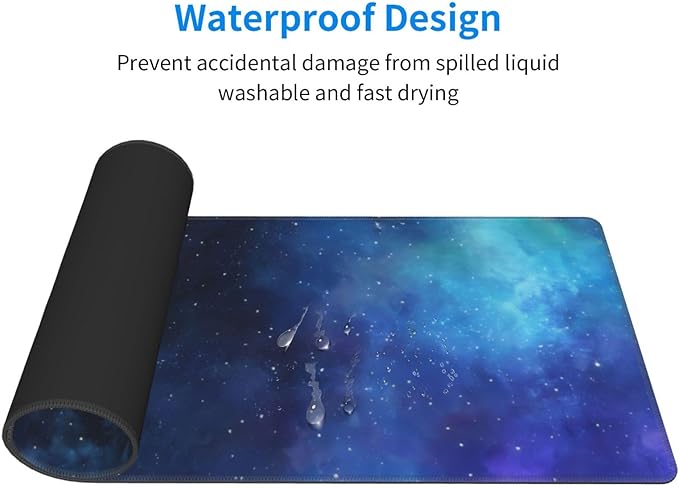 Gaming Mouse Pad, Large Non-Slip Rubber Base Mousepad, Keyboard Mouse Mat, Desk Pad with Stitched Edges, 31.5x11.8inch,Starry Sky