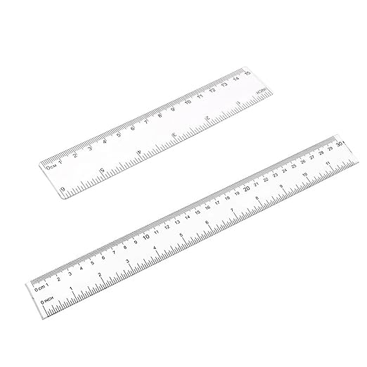 School Ruler Set 2-Pack 12 Inch & 6 Inch Plastic Rulers with Inch/Centimeter Scales for Classroom, Homework, Exams
