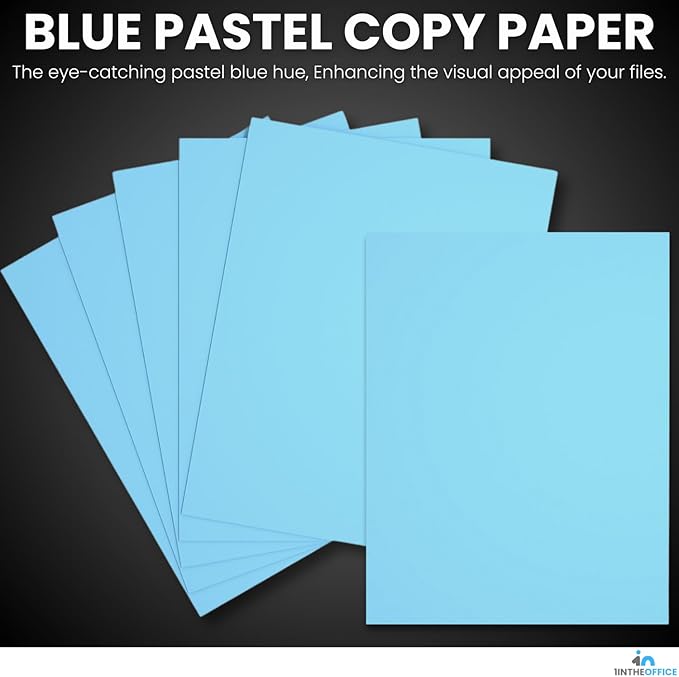 1InTheOffice Blue Copy Paper, Printer Paper, Colored Copy, 20 lbs., 8.5" x 11", 500 Pack