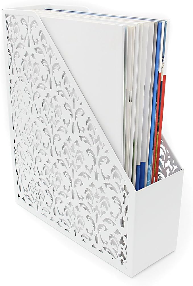 EasyPAG Desk Organizer Set - Pencil Holder Letter Sorter File Holder Business Card Holder and Sticky Note Holder, White