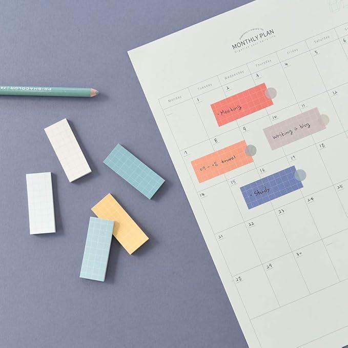 Monolike Color Palette Sticky Grid 500 A Set 4p - Self-Adhesive Memo Pad 30 Sheets