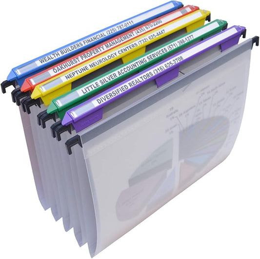 Ultimate Office MagniFile Hanging File Folders V- Bottom Letter Size with 11 inch Magnified Indexes That Double The Size of Your File Titles to Find Files Fast. (Set of 5 Frost)