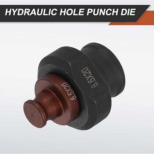 HARFINGTON Hydraulic Hole Punch Die 6.5x20mm Oval Hole 40Cr Steel Electric Punching Kit for MHP-20 JP-20 Electric Punching Machine, Burgundy & Black