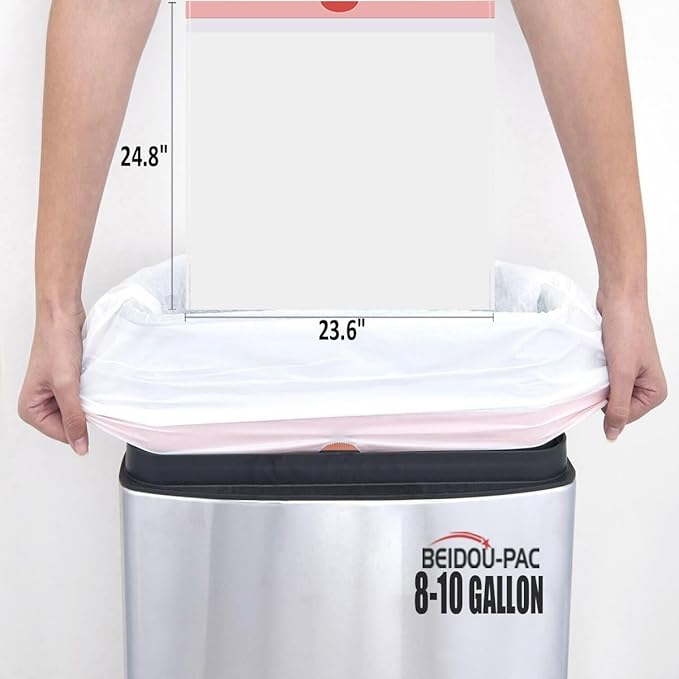 8-10 Gallon Trash Bags Drawstring, 300 Count, White & Unscented Garbage Bags Multi-purpose for Business Home Bathroom Kitchen Commercial and Industrial