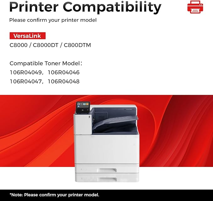 VersaLink C8000 High Capacity Toner Cartridge Set 4-Pack Replacement for Xerox 106R04049 106R04046 106R04047 106R04048 Compatible with Xerox VersaLink C8000 C8000DT C800DTM Printer Black Cyan Magenta