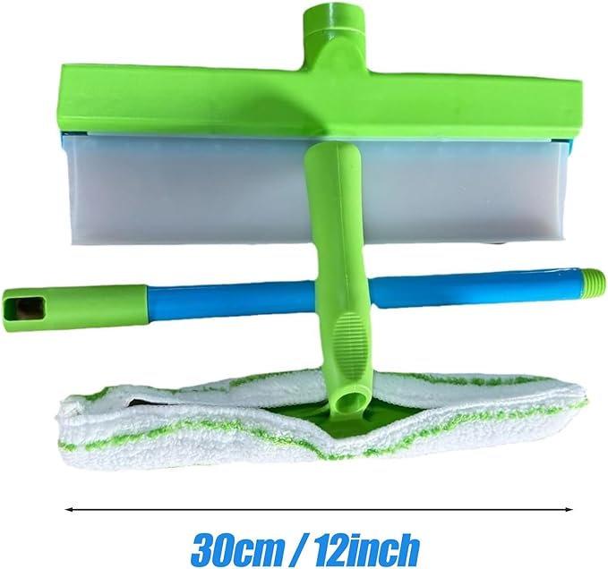 Recyclable Silicone Window Squeegee Kit, 3 in 1 Window Cleaning Scraper, Squeegee and Scrubber with Microfiber, Easy to Clean Without Streaks, for Windows, Walls, Car Windshields (2PCS)