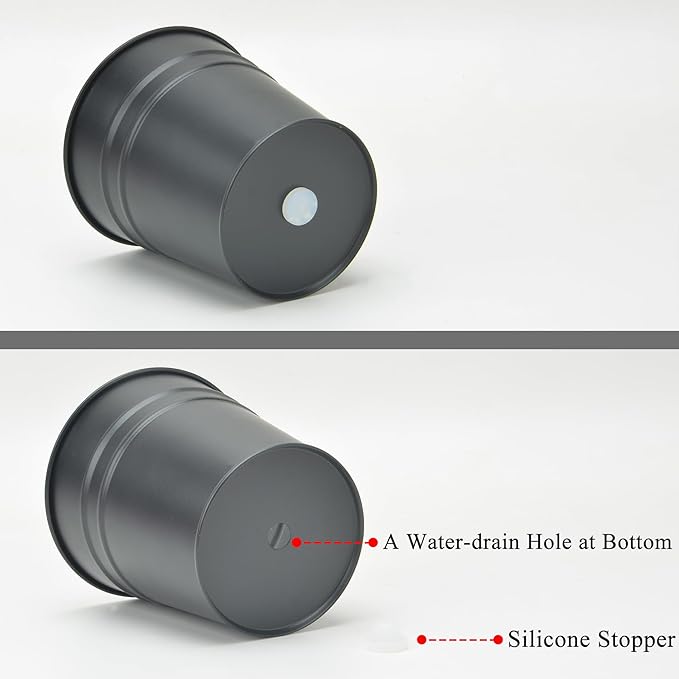 Pen Holder Cup For Desk Pencil Holder Metal Marker Pen Organizer Storage Small Tinplate Flower Pot Succulent Bucket Planters for Office Home - 2 Pack (Black)