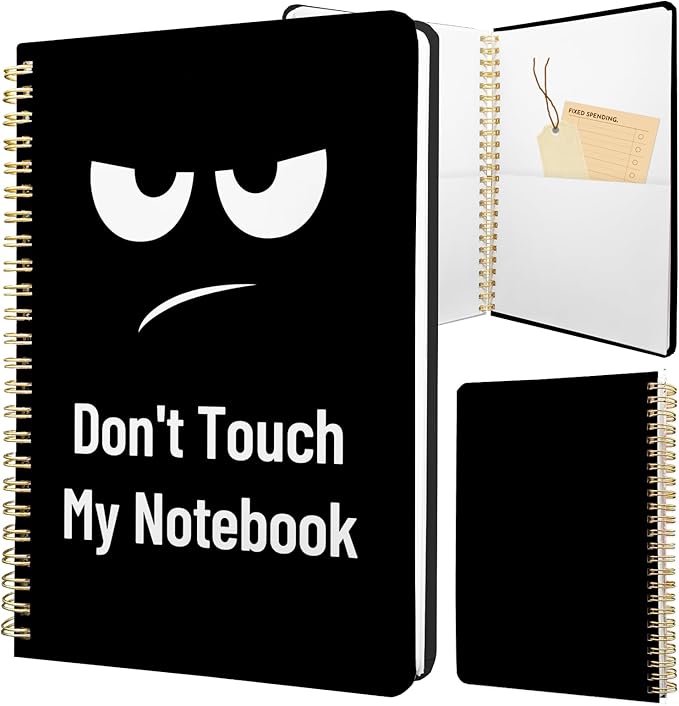 Cute Spiral Notebook journal A5 Aesthetic Pretty Floral Design for Women Girls Kawaii with Pocket, 8.5 x 5.7 inch, Angry Face