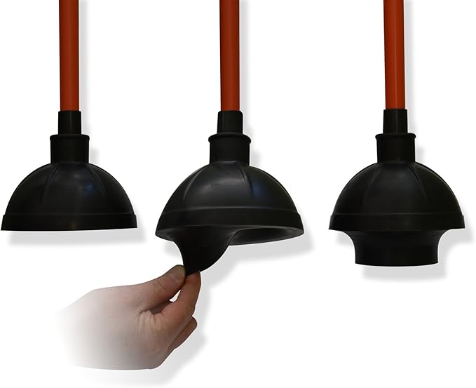 Heavy-Duty Toilet Plunger | Sink, Drain, & Toilet Clog Remover with a High-Grade Suction Cup | Bathroom Plunger for Commercial & Industrial Use | Flange Plunger for Toilet, Red Handle