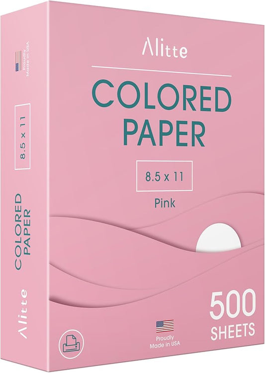 Colored Paper 500-Sheets - Pink Paper, 8.5 x 11 Colored Printer Paper, Arts & Crafts, DIY Projects - School & Office Supplies - Pastel Copy Paper, 1 Ream, Made in the USA