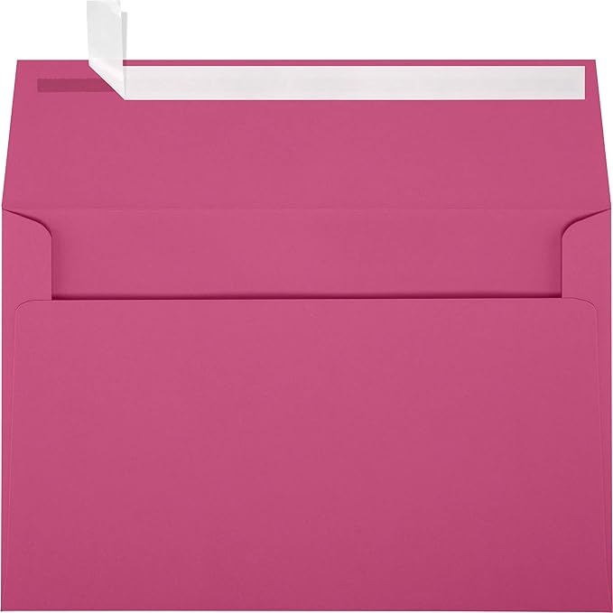 LUXPaper A9 Invitation Envelopes | Peel & Press | 5 3/4" x 8 3/4" | Magenta Pink | 80lb. Text | 50 Qty