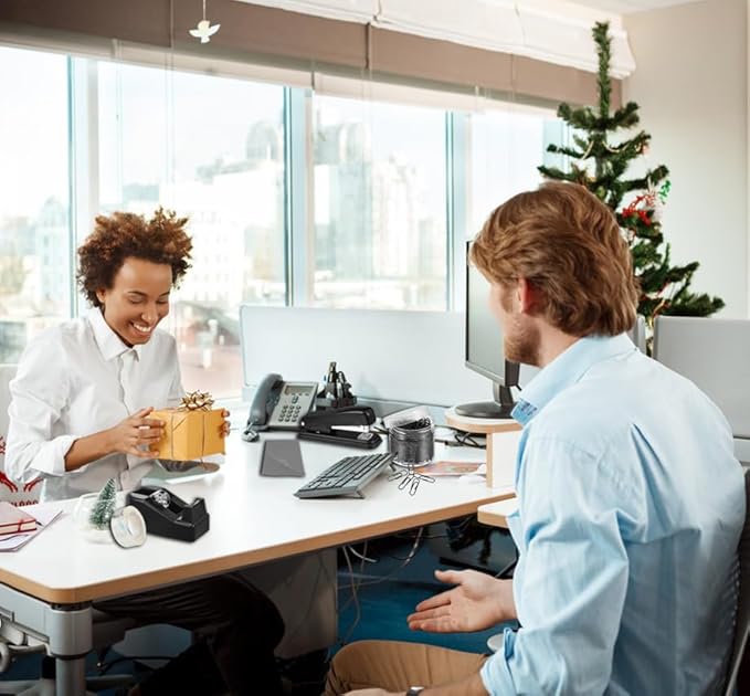 Boss Lady Stapler and Tape Dispenser Set - Black Office Gift for Women, Desk Accessories for Office Clerks and Coworkers