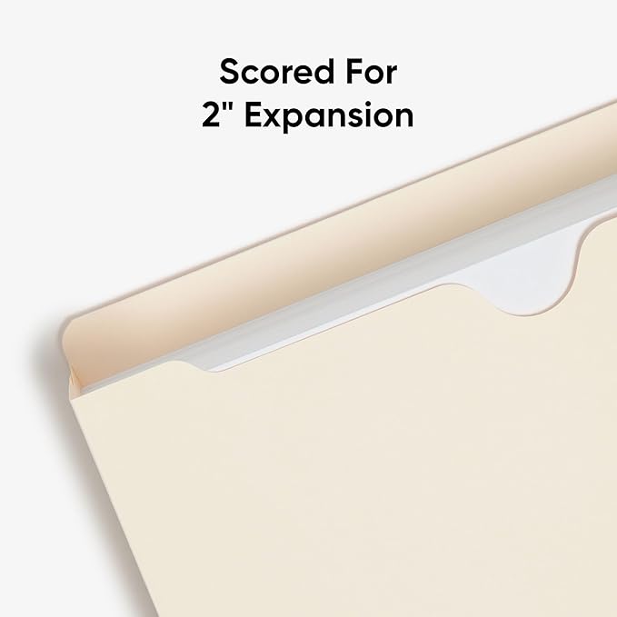 Smead File Jackets Letter Size for File Folders, Reinforced Straight-Cut Tab, 2" Expansion, Letter Size, Manila, 50 Per Box (75560)