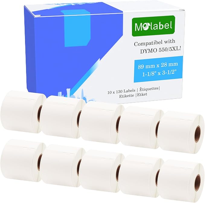 Replacement for DYMO 30323 (2-1/8" x 4") Shipping/Name Badge Labels, Compatible with DYMO Labelwriter 450, 4XL, 550,5XL Rollo & Zebra Desktop Printers [10 Rolls/2200 Labels]