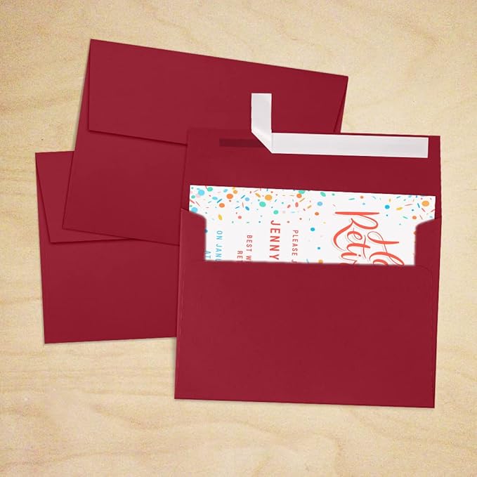 LUXPaper A7 Invitation Envelopes | Peel & Press | 5 1/4" x 7 1/4" | Garnet Red | 80lb. Text | 250 Qty