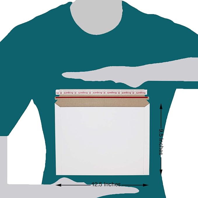 25 Pack Rigid Mailers, 9.5x12.5 inches Self Seal Photo Document Mailers Premium Cardboard Keep Flat Envelopes for Photos Pictures Papers Files CD